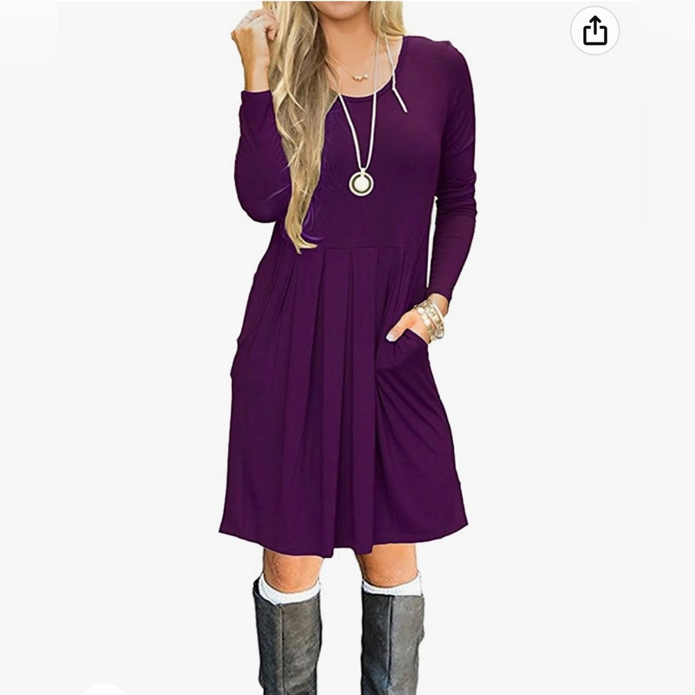 Purple long sleeve dress.